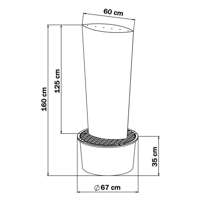 Cortenstahl-Säulenbrunnen Ellipse 125 cm – Designbrunnen für moderne Gärten