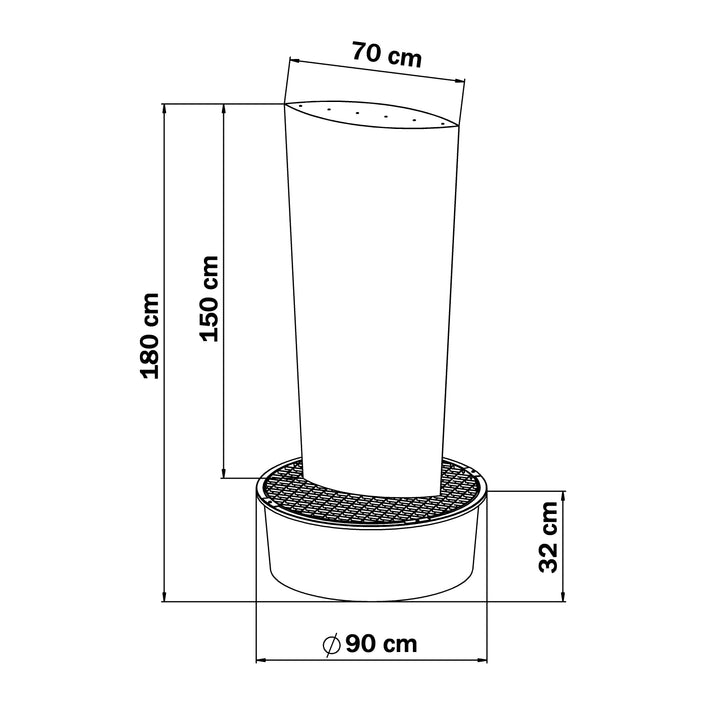 Edelstahl-Säulenbrunnen Ellipse 150 cm – repräsentativer Gartenbrunnen aus Edelstahl