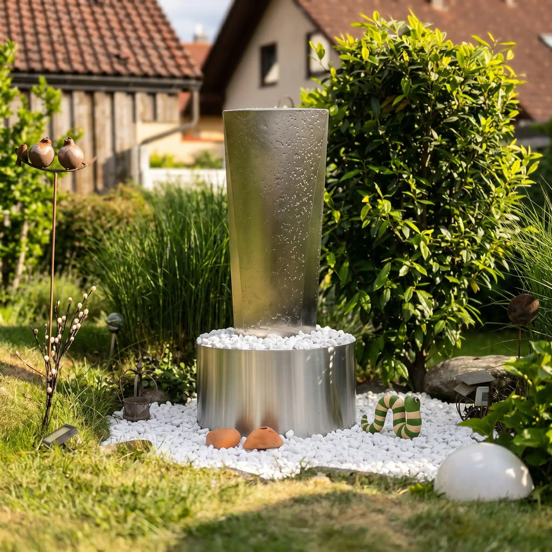 Edelstahl-Säulenbrunnen Ellipse 100 cm – moderner Brunnen | Gaddia