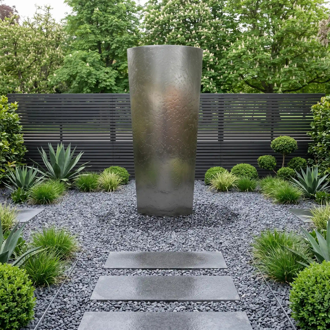 Edelstahl-Säulenbrunnen Ellipse 175 cm – exklusive Wasserskulptur für den Garten