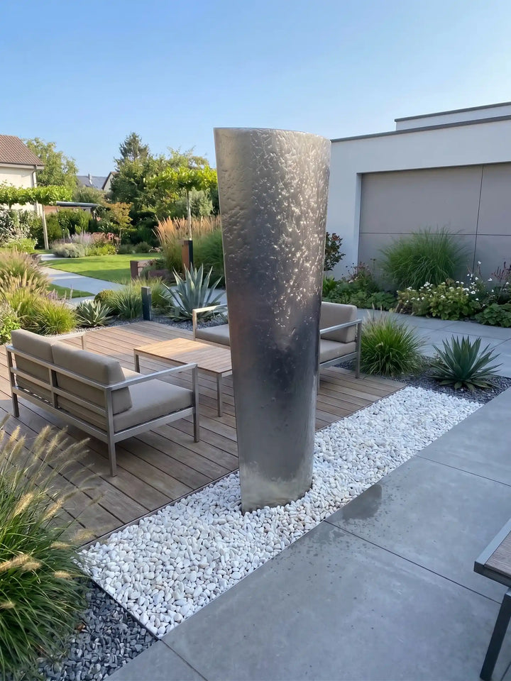 Edelstahl-Säulenbrunnen Ellipse 175 cm – exklusive Wasserskulptur für den Garten