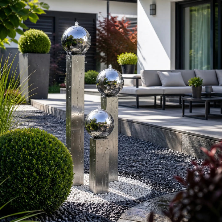 Balance Spera Grande großer Edelstahl Gartenbrunnen Ø 110 cm