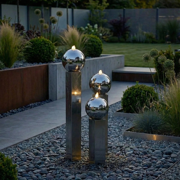 Balance Spera 67 Low – kompakter Gartenbrunnen aus Edelstahl