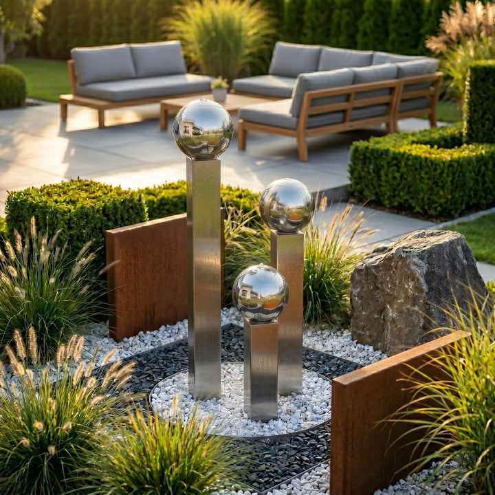Balance Spera Grande großer Edelstahl Gartenbrunnen Ø 110 cm
