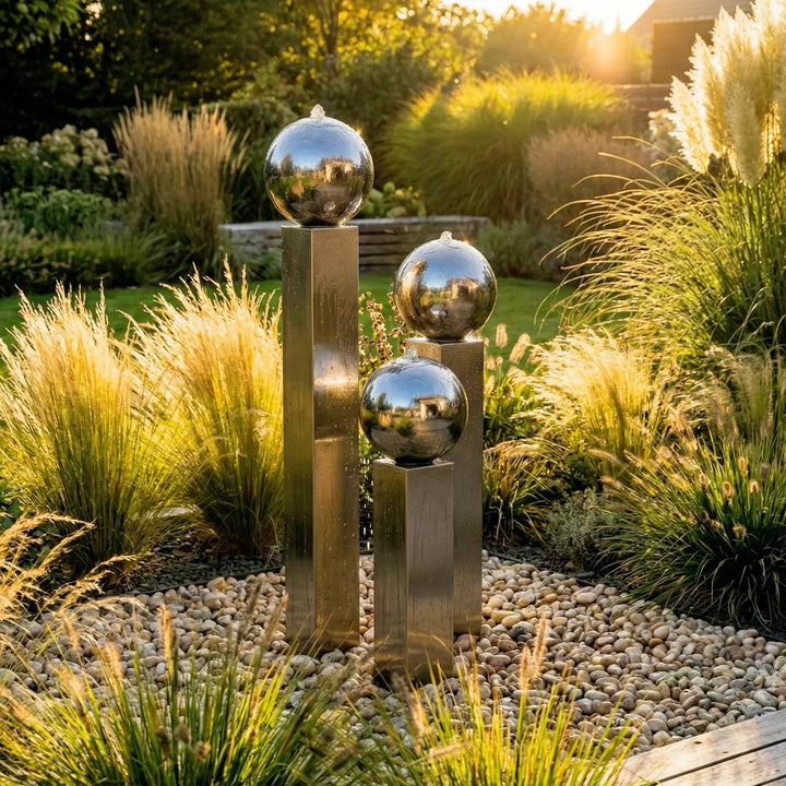 Balance Spera 67 Low – kompakter Gartenbrunnen aus Edelstahl