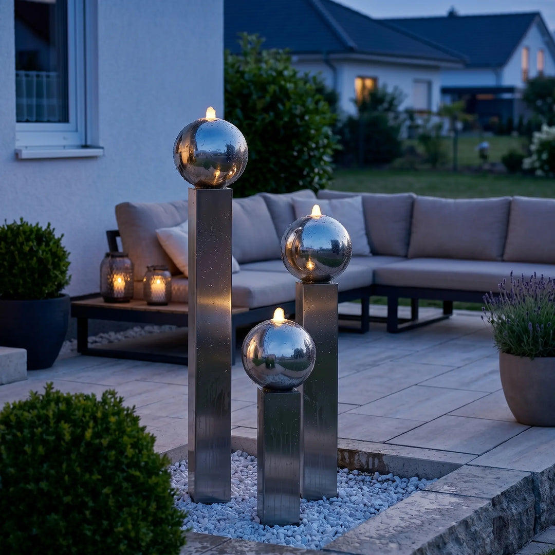 Balance Spera Grande großer Edelstahl Gartenbrunnen Ø 110 cm