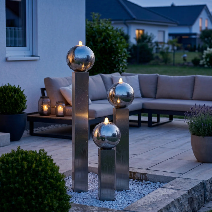 Balance Spera Grande großer Edelstahl Gartenbrunnen Ø 110 cm
