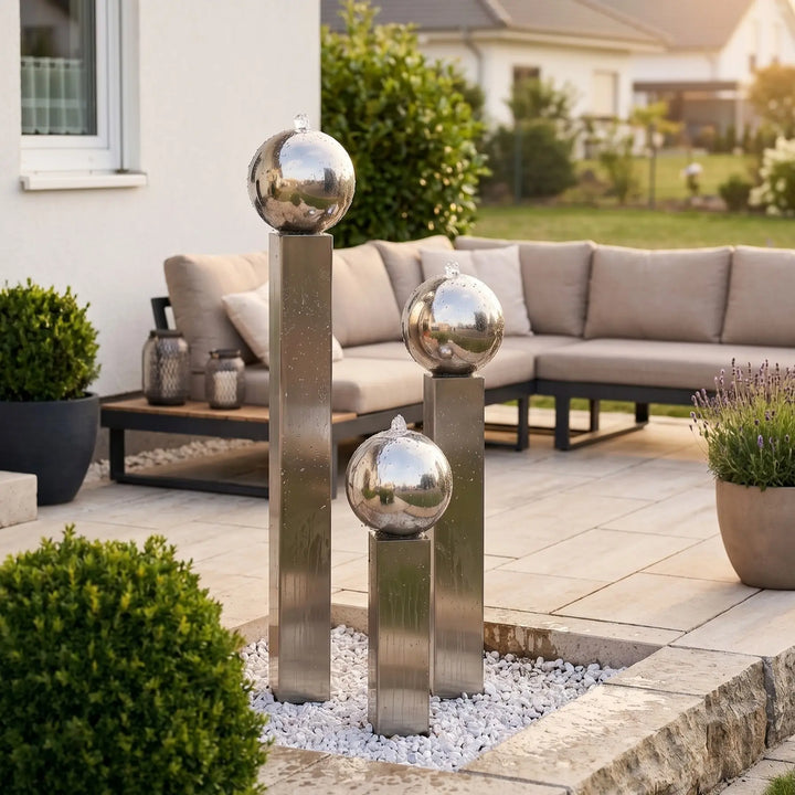 Balance Spera Grande großer Edelstahl Gartenbrunnen Ø 110 cm