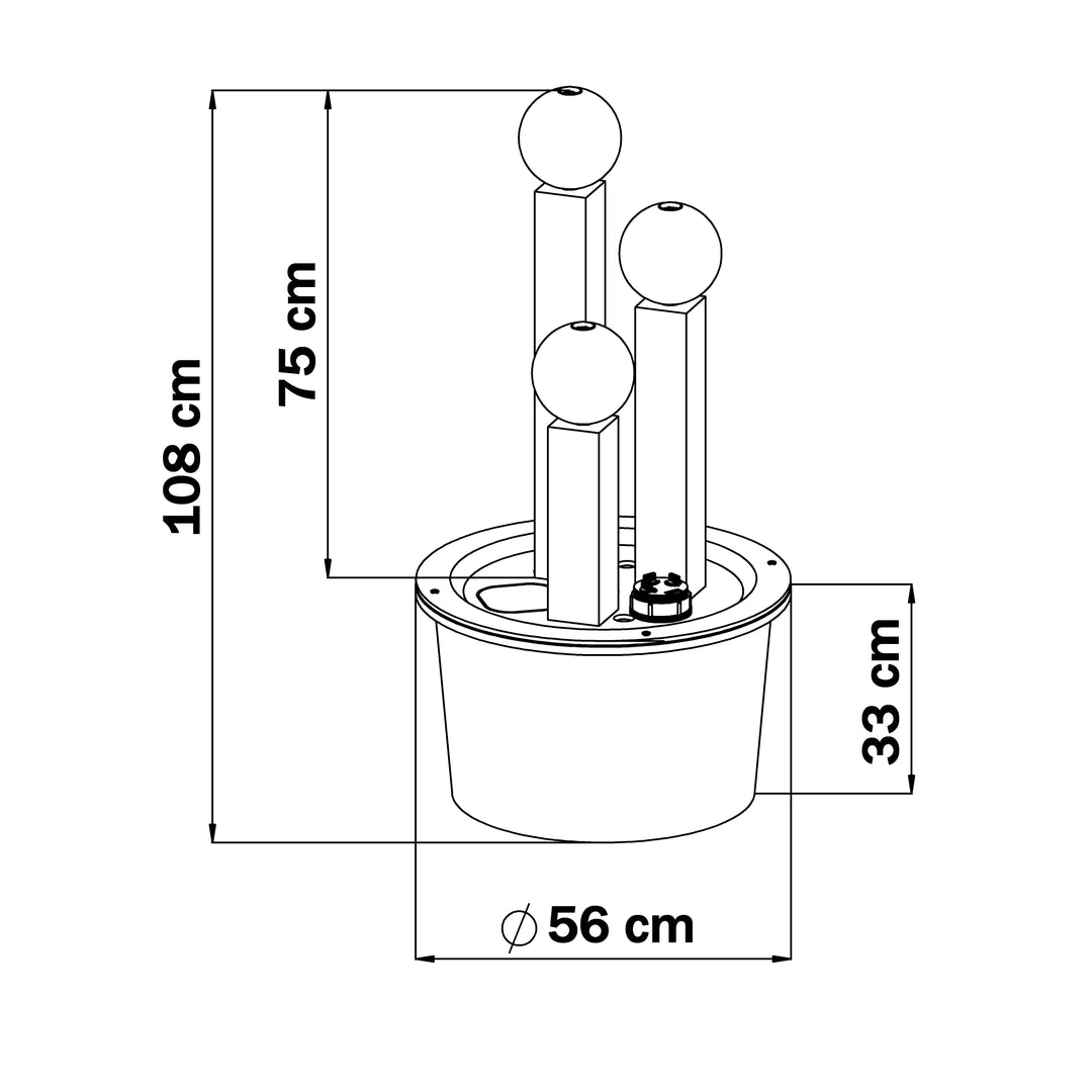 Balance Spera 56 Cortenstahl Gartenbrunnen kompakt mit drei Kugeln