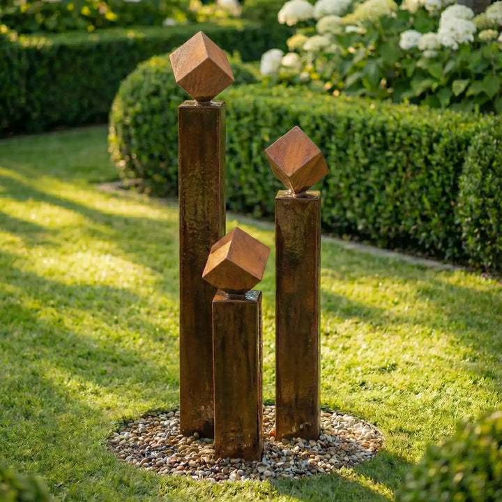 Balance Cubo Corten 90 – Design Gartenbrunnen aus Cortenstahl