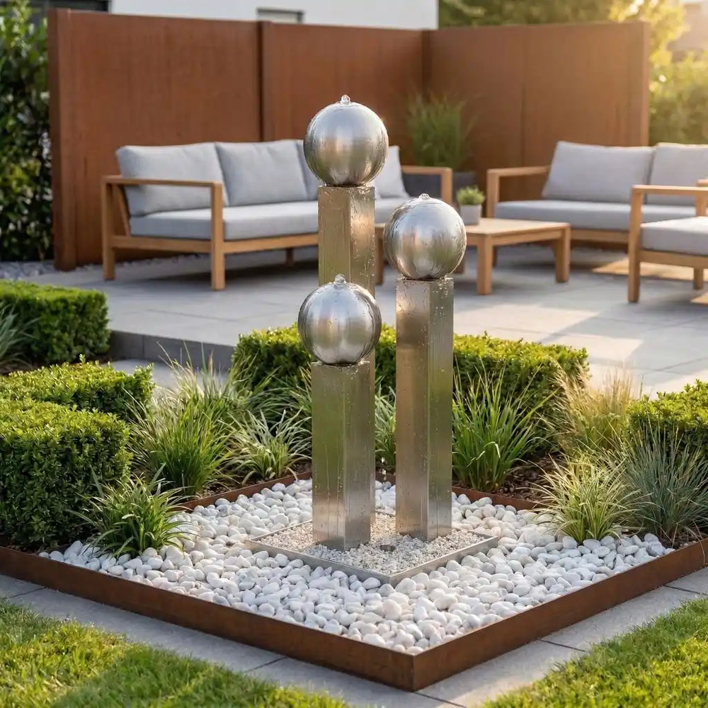 Balance Sphera 100 Gartenbrunnen mit drei Edelstahlkugeln
