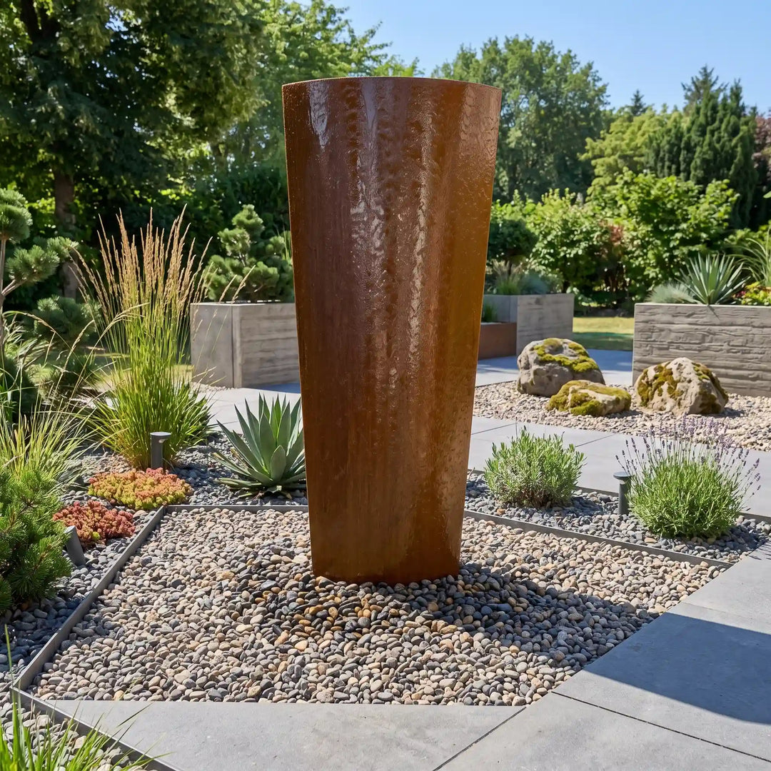 Ellipse 175 Design-Gartenbrunnen aus Cortenstahl