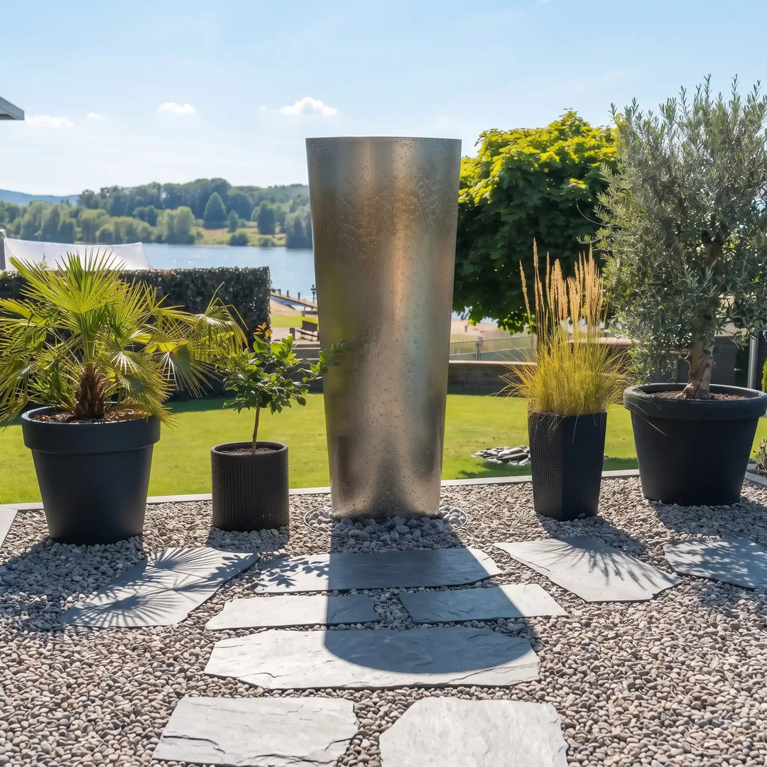 Große Ellipse 200 cm Edelstahl-Wassersäule modern